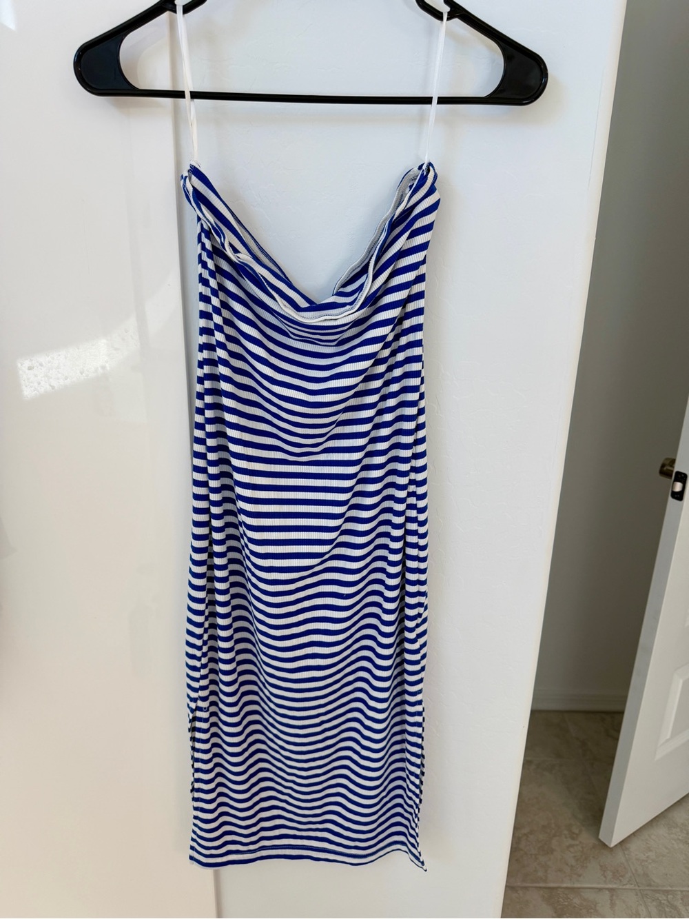 Blue and White Striped Women’s Fitted Dress